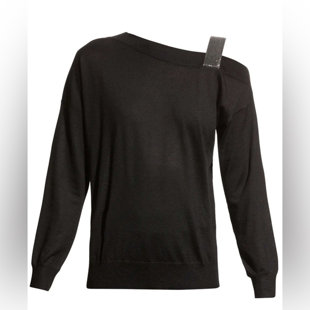 Brunello Cucinelli Cashmere Silk Monili One Shoulder Sweater M13824209